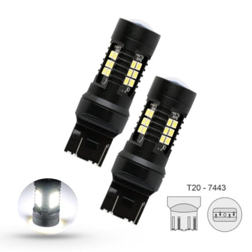 Ζευγάρι λευκό LED λαμπτήρες T20-7443 12V – 2τμχ