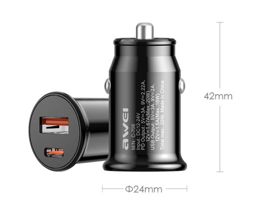 Φορτιστής αναπτήρα αυτοκινήτου - Quick Charger - C706 - AWEI - 888421 - Image 2