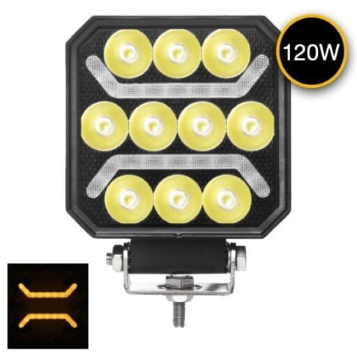 TRUCK LED Προβολέας διασποράς με διπλή δέσμη LED πορτοκαλί 120 Watt –10cm –12-24V